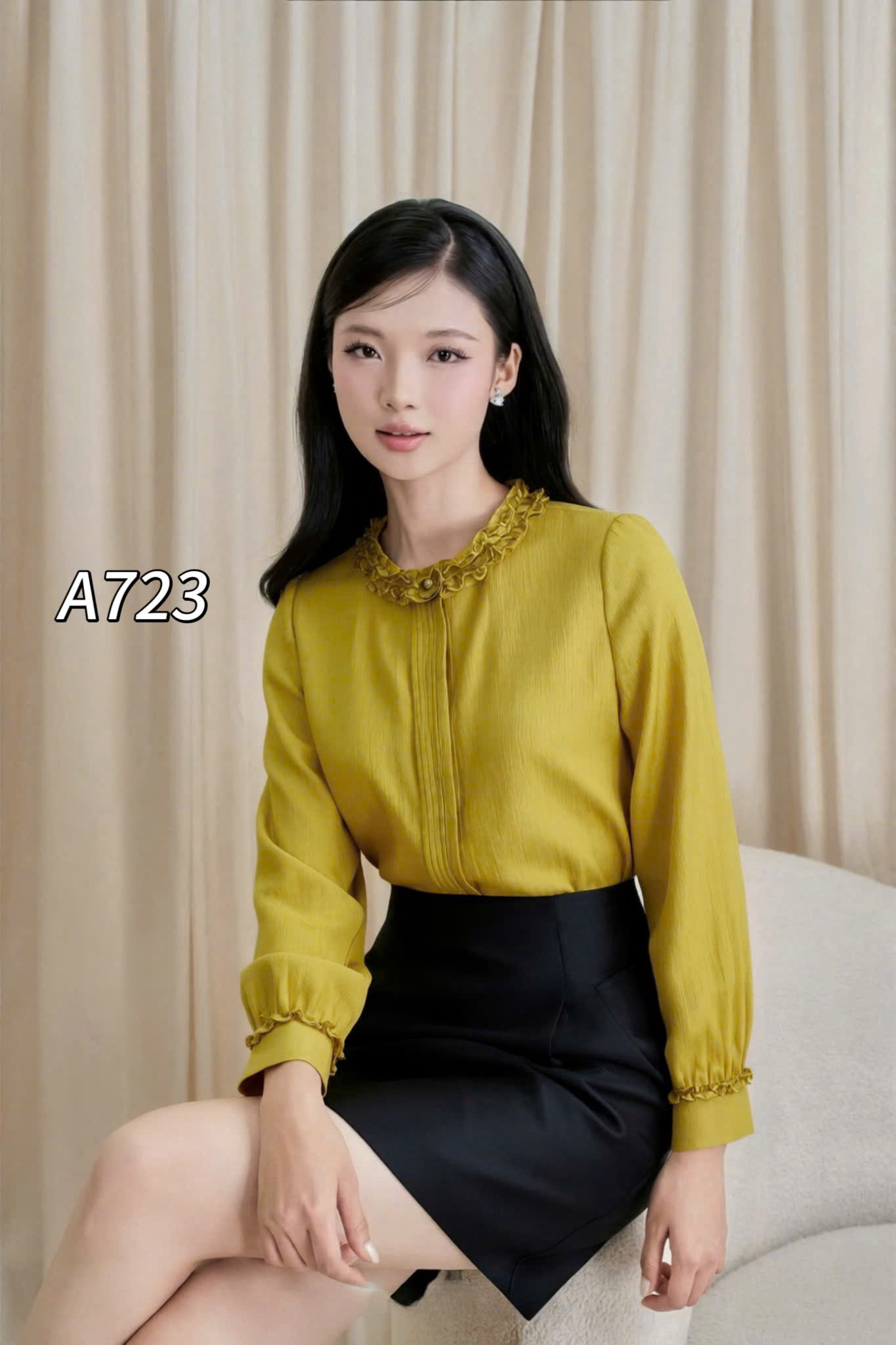 A723 áo tơ yến cổ tròn