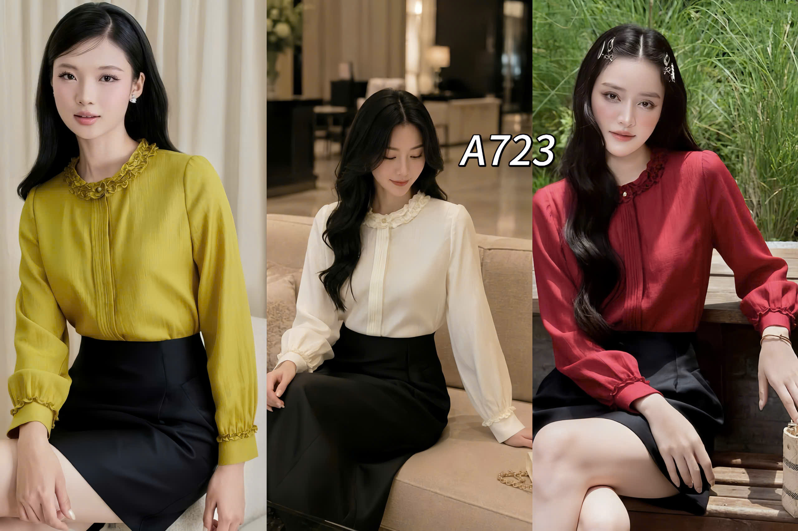 A723 áo tơ yến cổ tròn