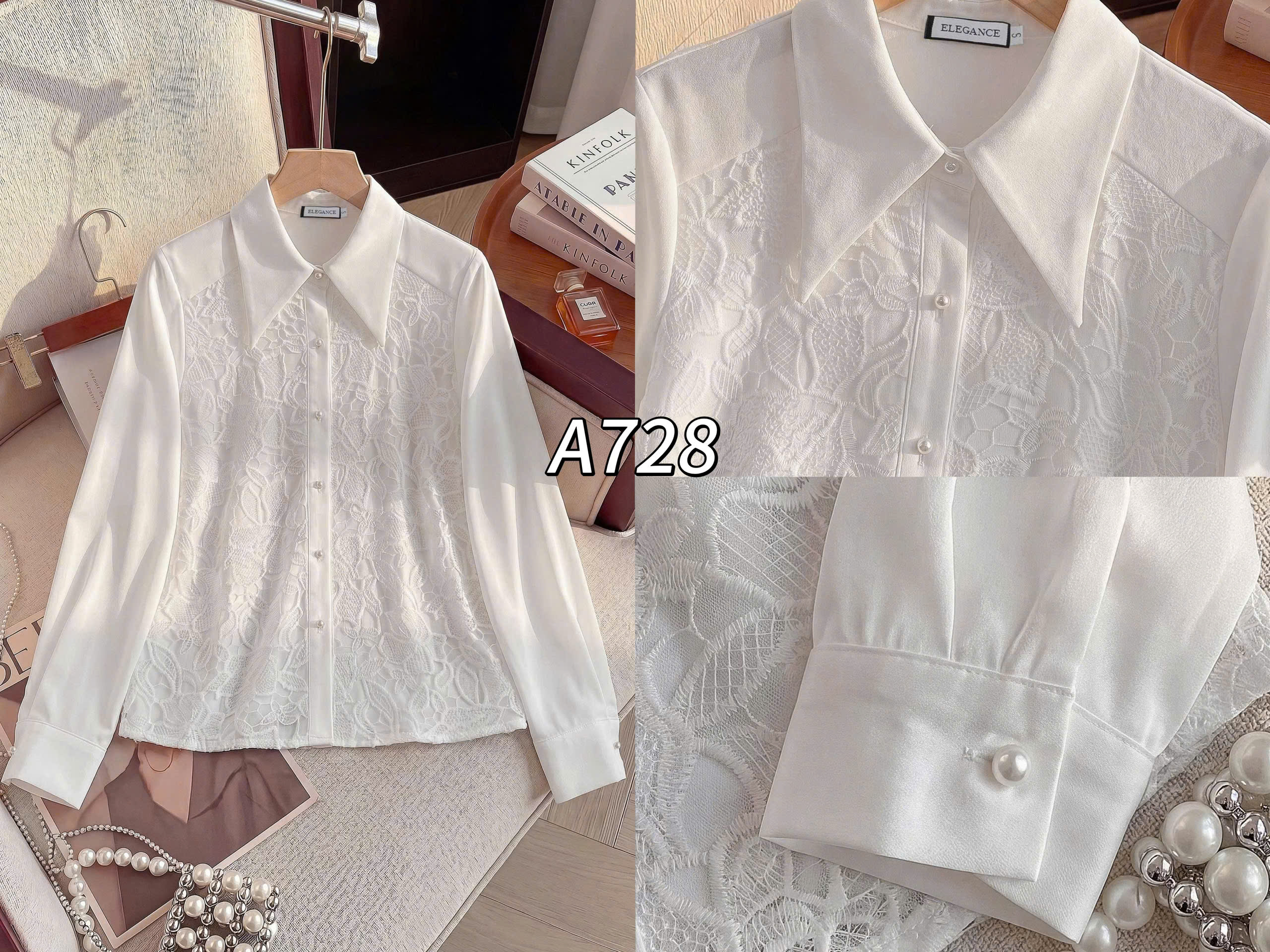 A728 Áo sơ ren hoa cúc ngọc