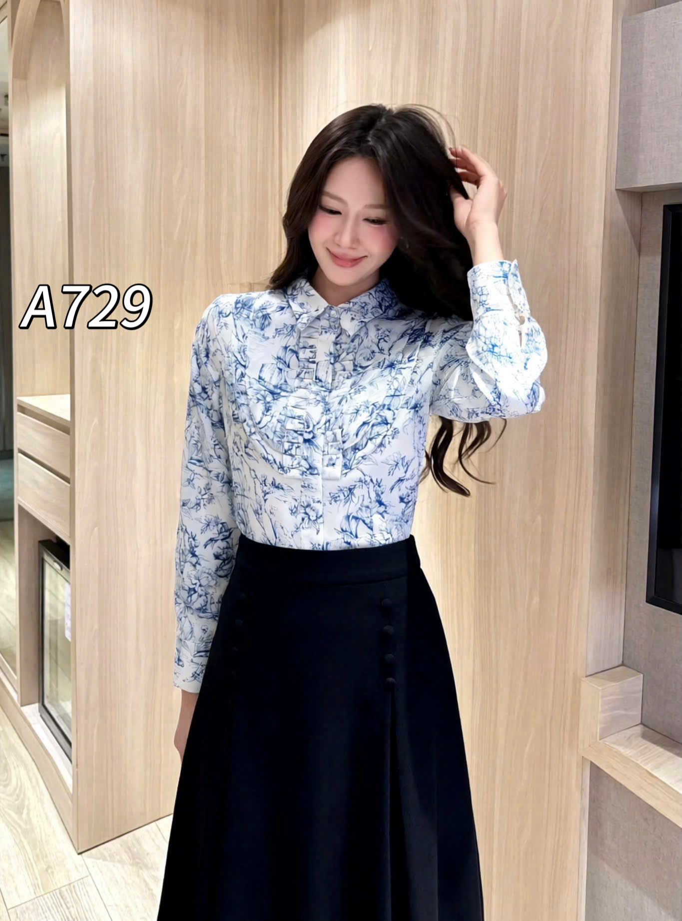 A729 Áo sơ mi loang dài tay