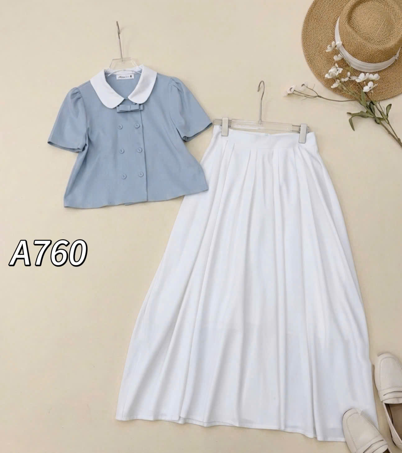A760 Áo sơ mi cổ sen cúc bọc