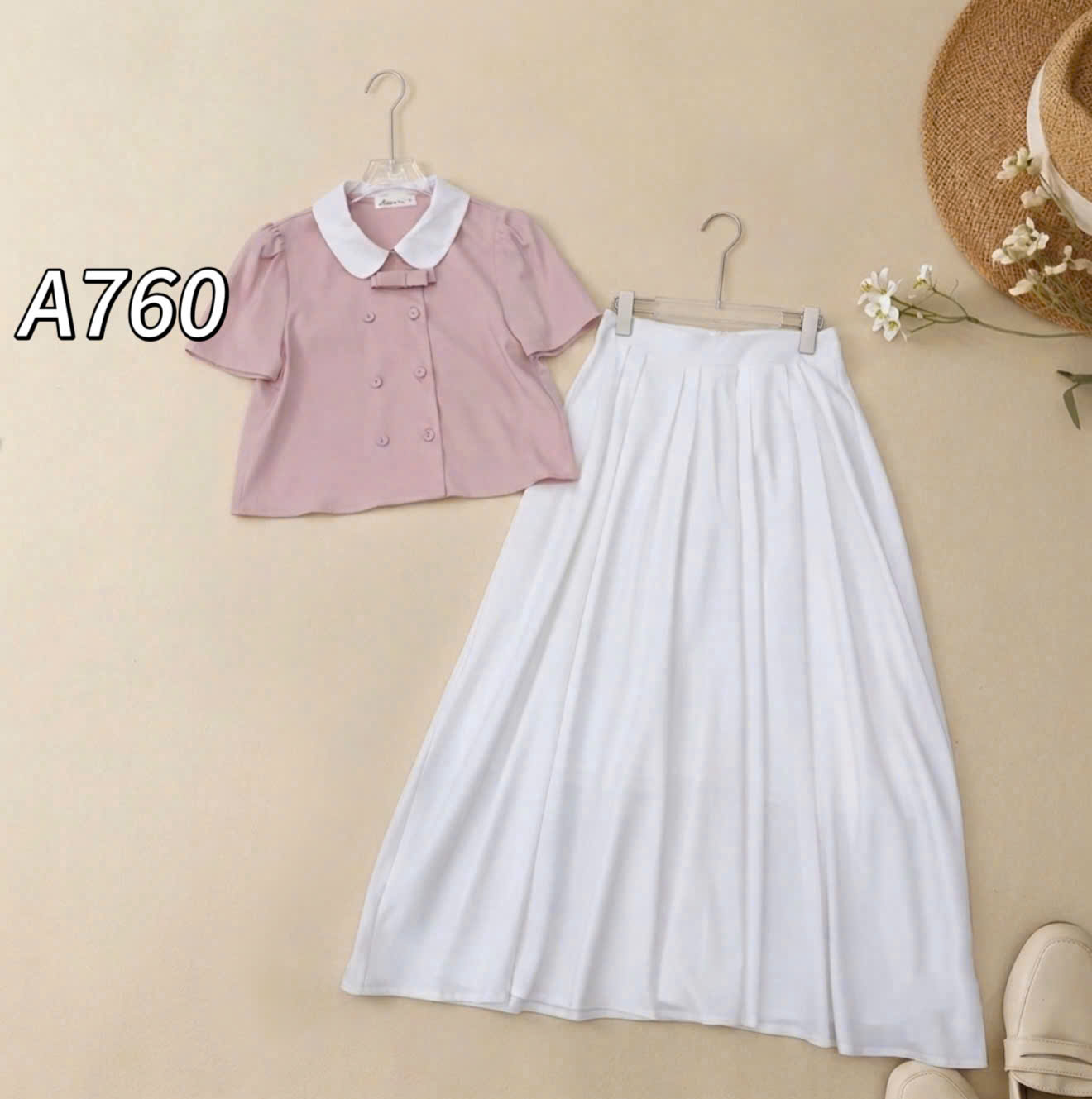 A760 Áo sơ mi cổ sen cúc bọc
