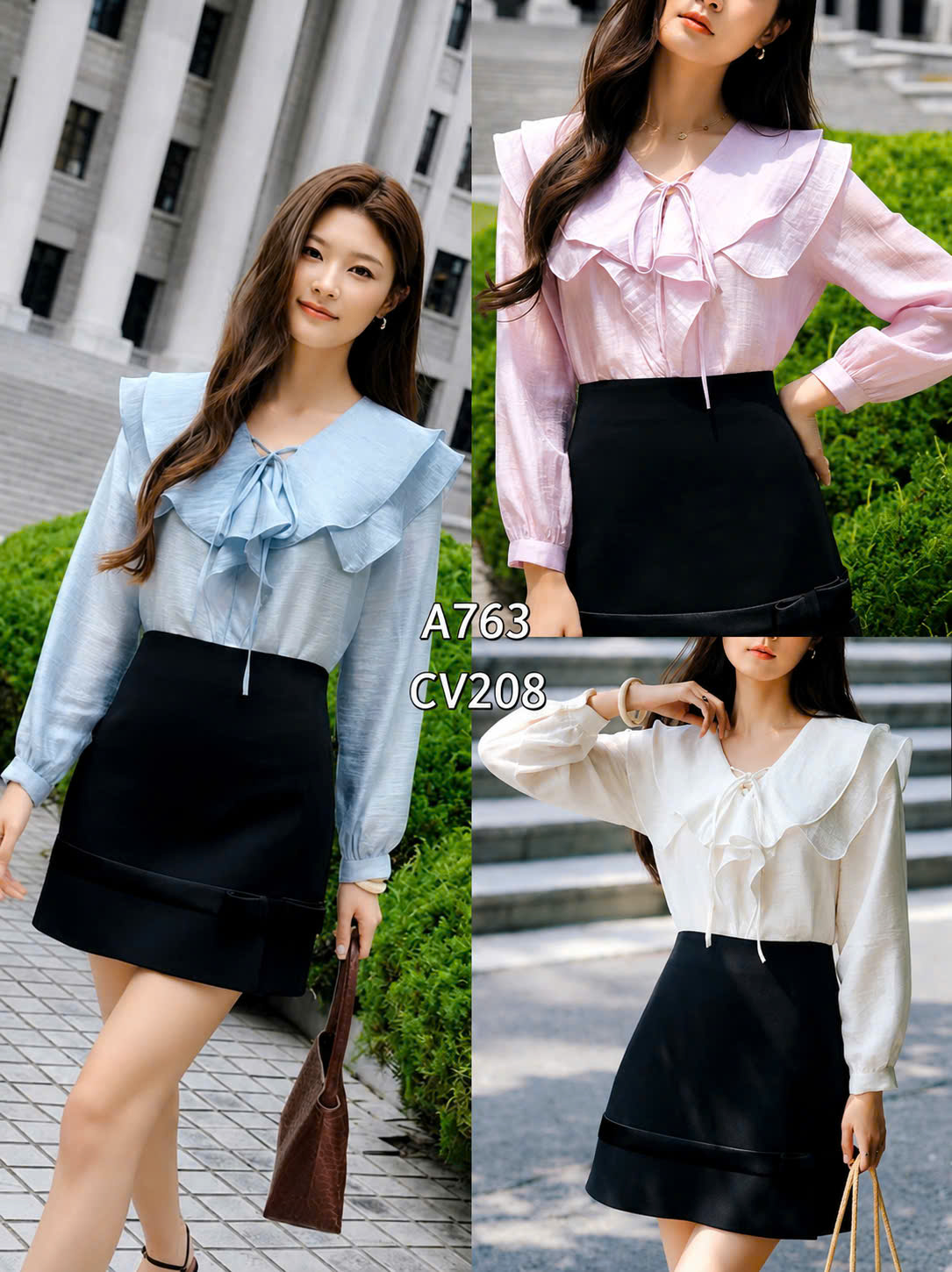 A763 áo tơ cổ bèo