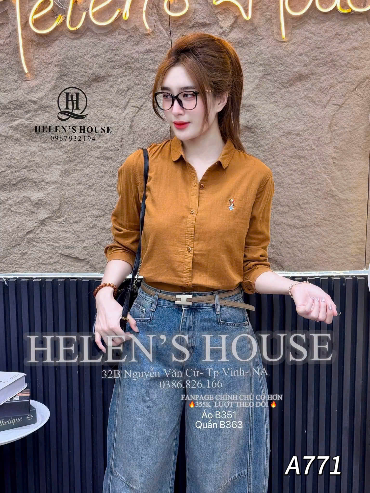 A771 Áo sơ mi hình thêu ngực