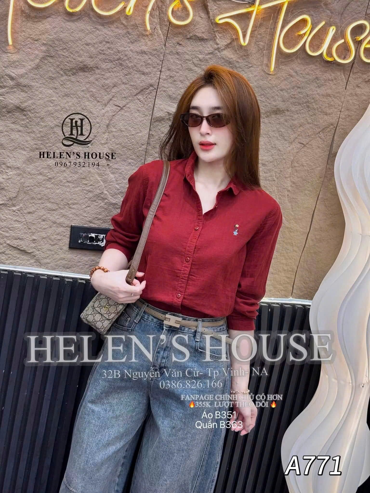 A771 Áo sơ mi hình thêu ngực