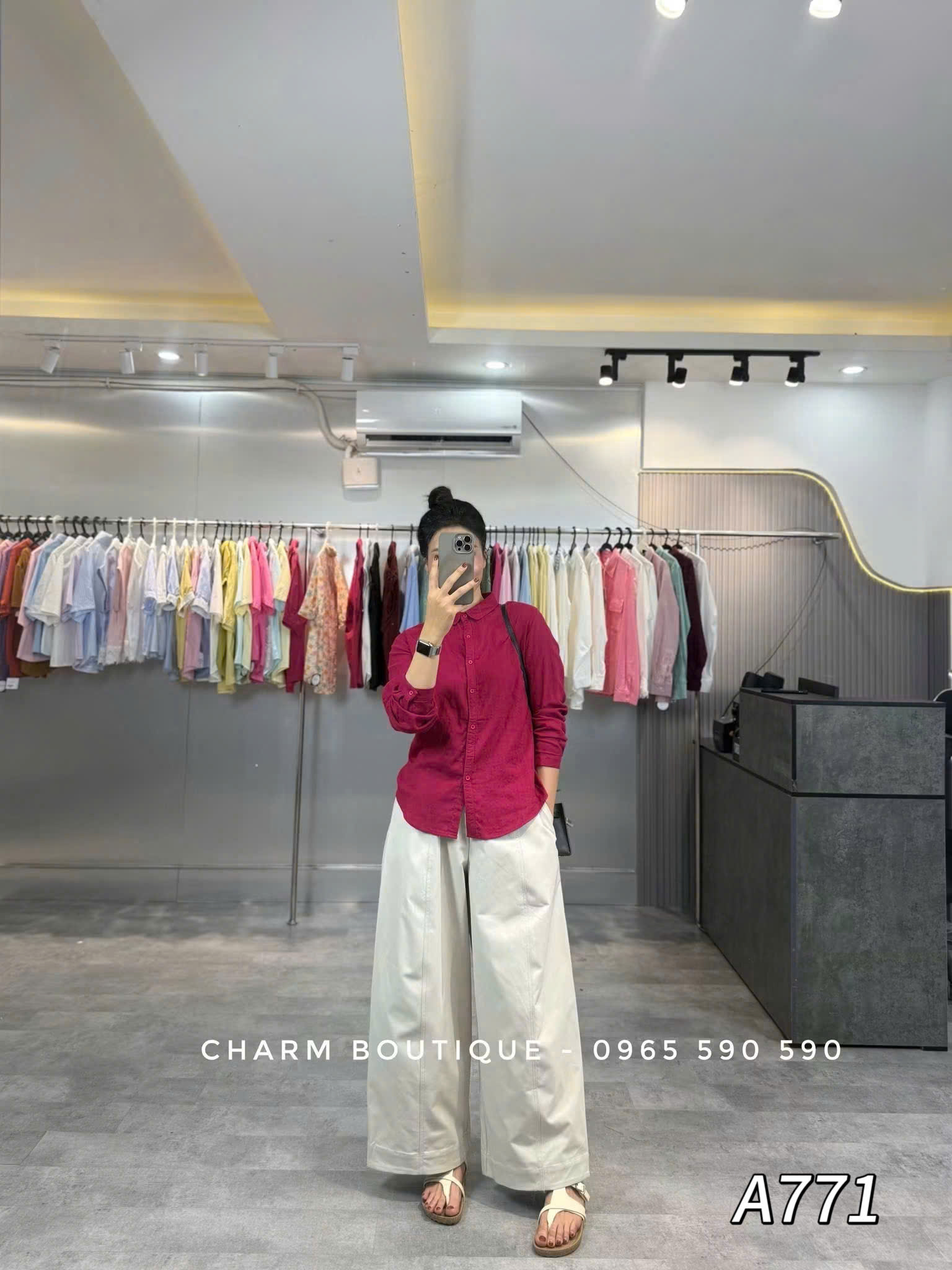 A771 Áo sơ mi hình thêu ngực