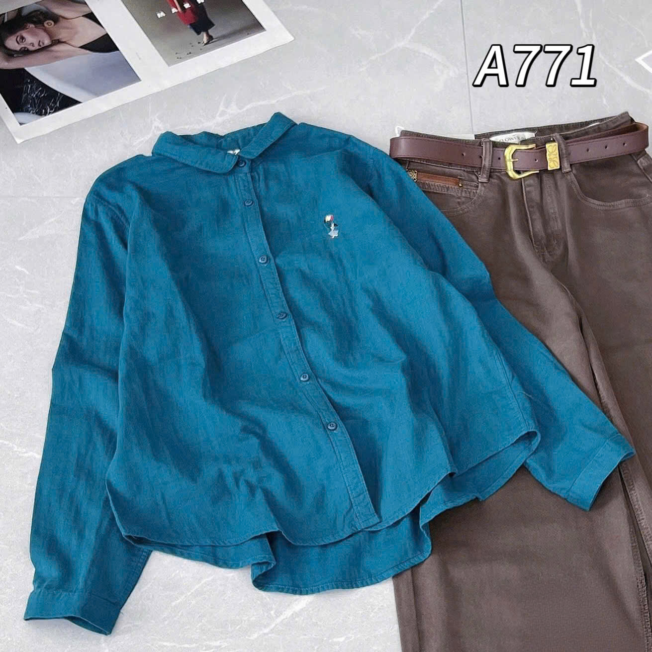 A771 Áo sơ mi hình thêu ngực
