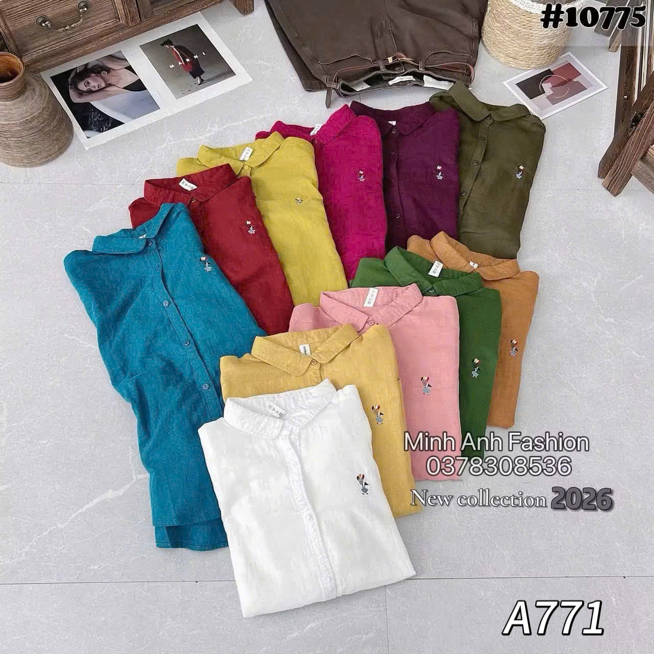 A771 Áo sơ mi hình thêu ngực