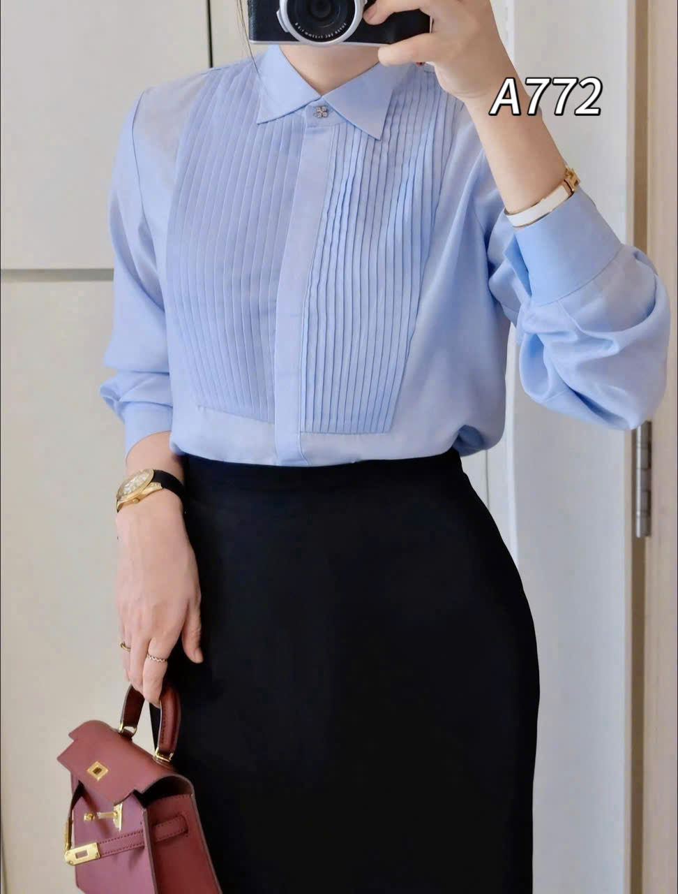 A772 Áo sơ mi dài tay li ngực