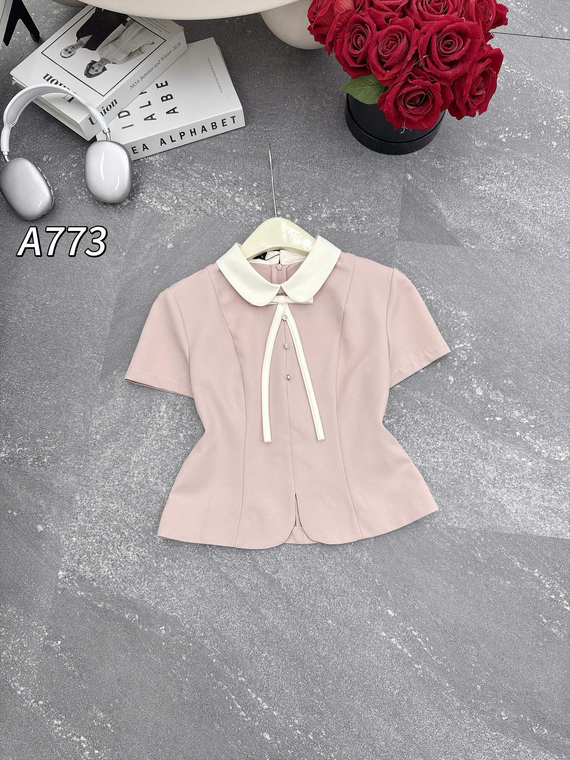 A773 áo cổ sen khóa lưng
