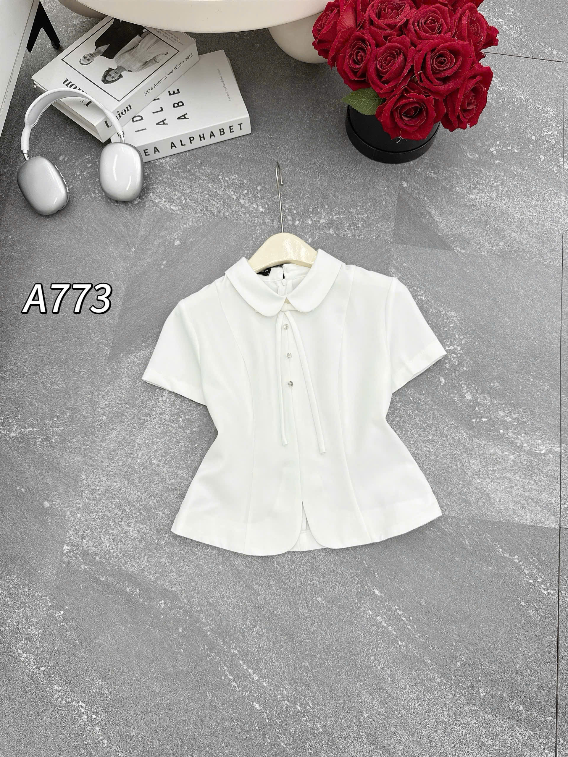 A773 áo cổ sen khóa lưng