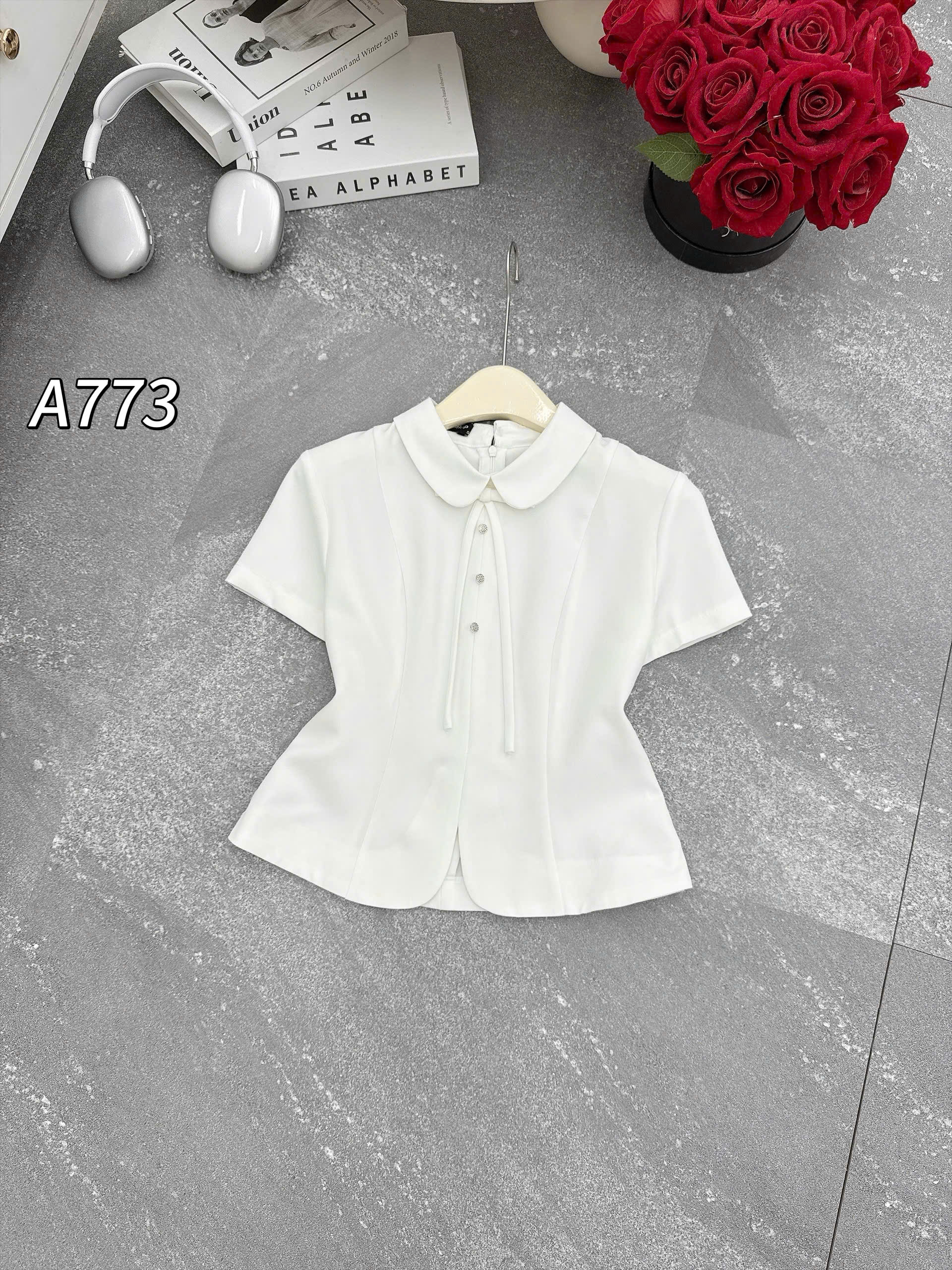 A773 áo cổ sen khóa lưng