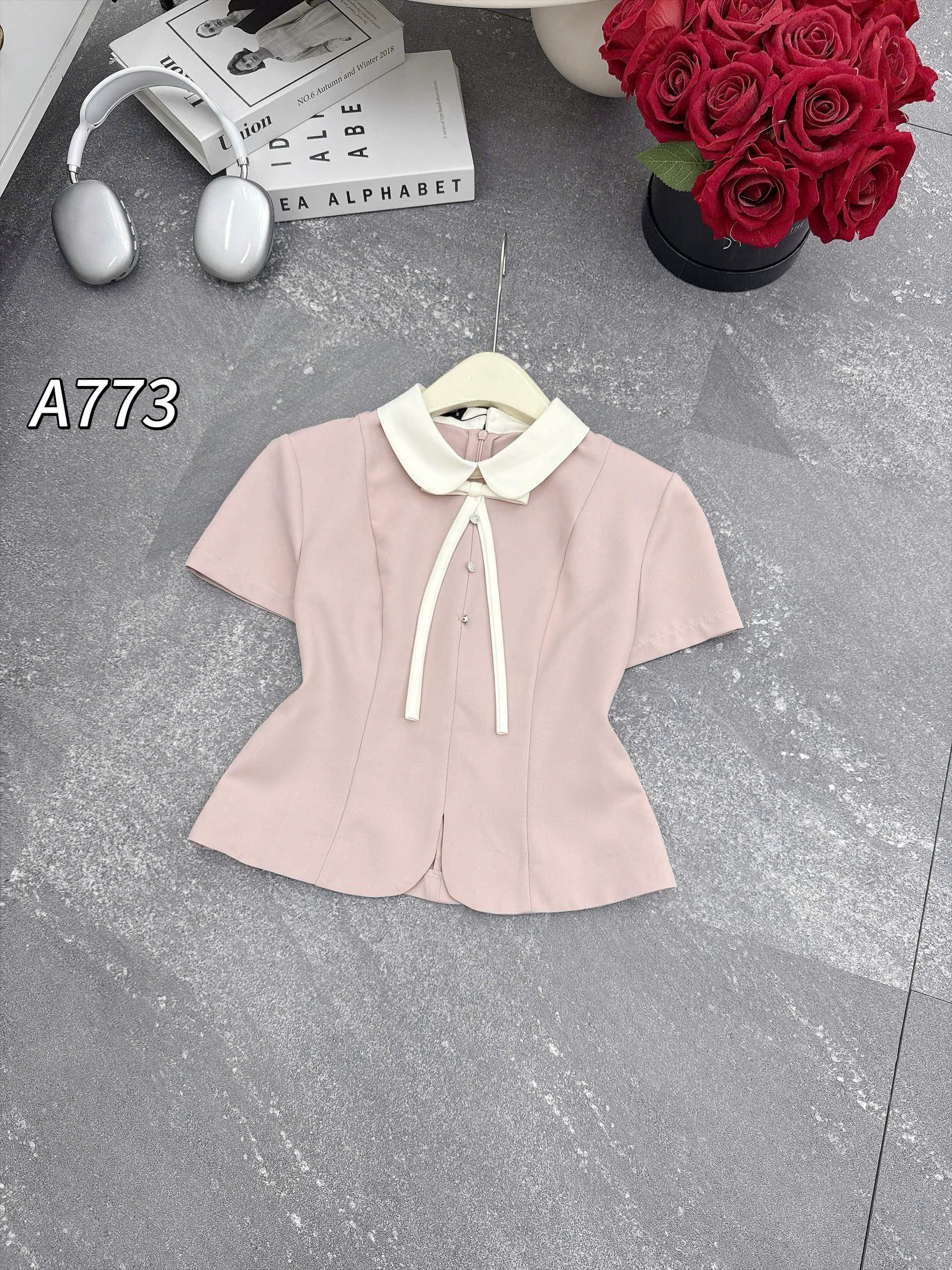 A773 áo cổ sen khóa lưng