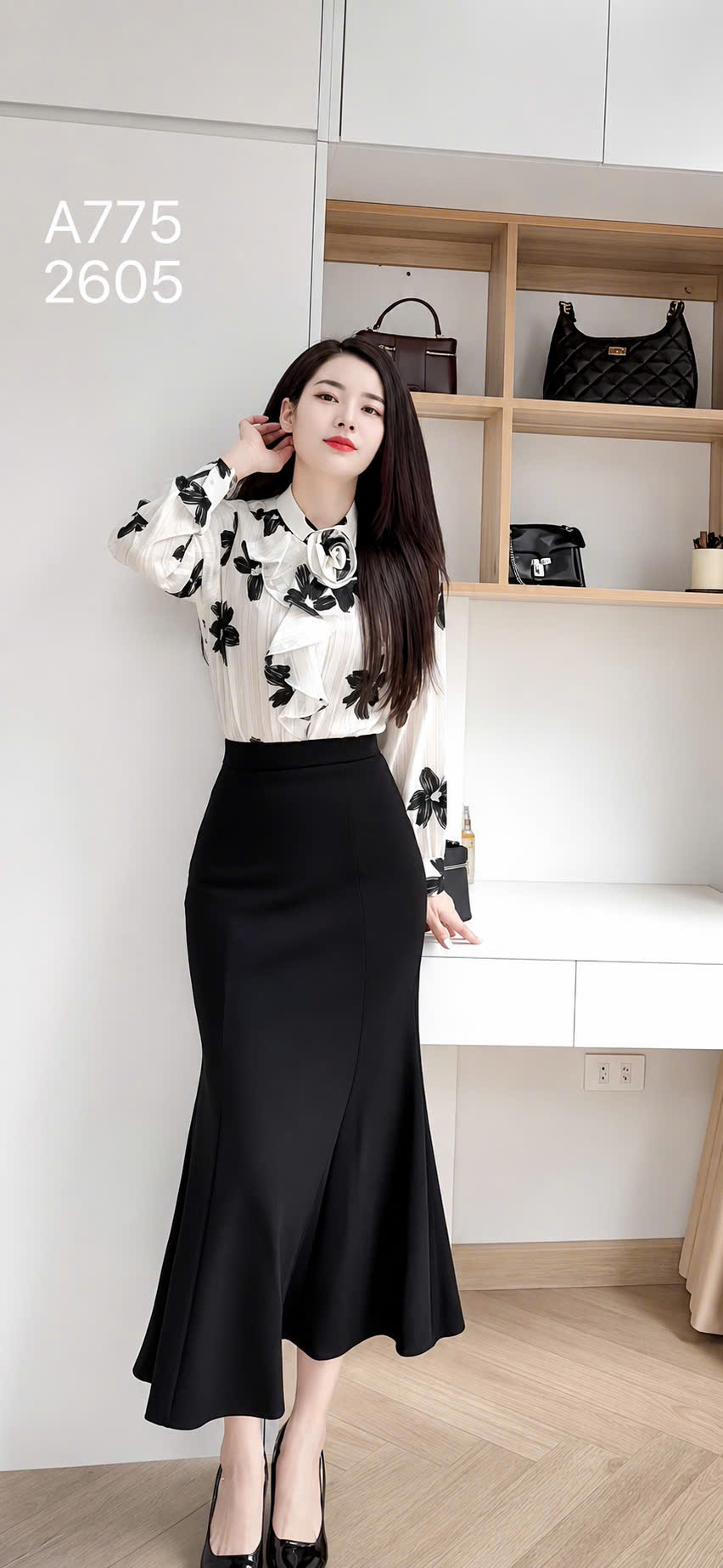 A775 Áo sơ mi cổ bèo hoa