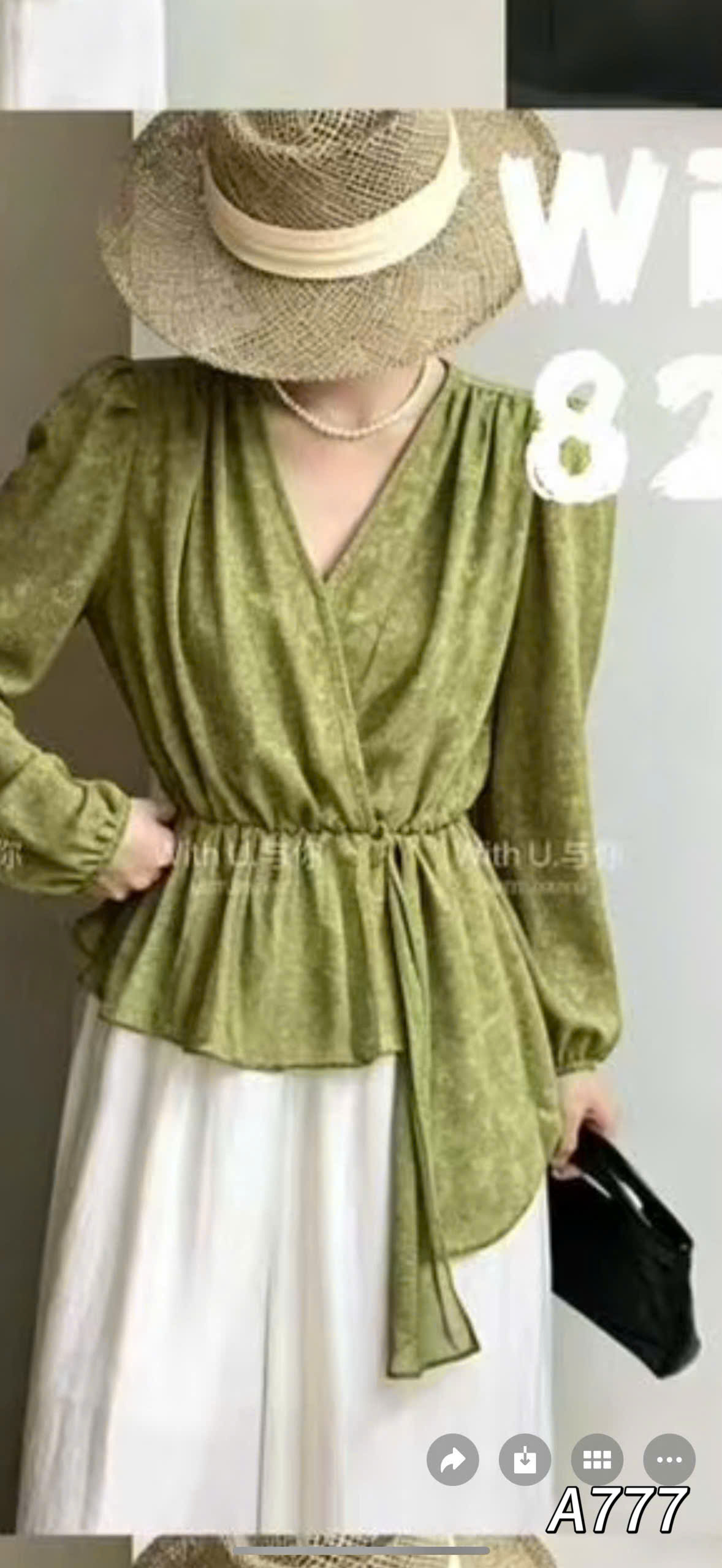 A777 Áo peplum vạt bèo cổ V