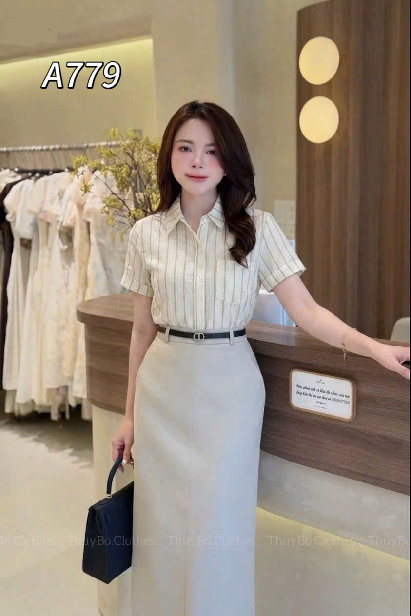 A779 Áo sơ mi kẻ túi ngực