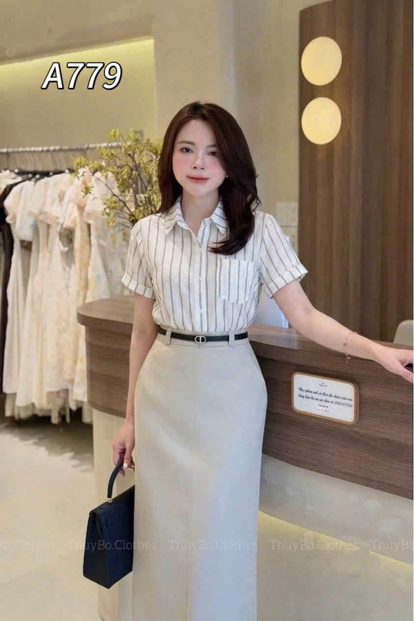 A779 Áo sơ mi kẻ túi ngực