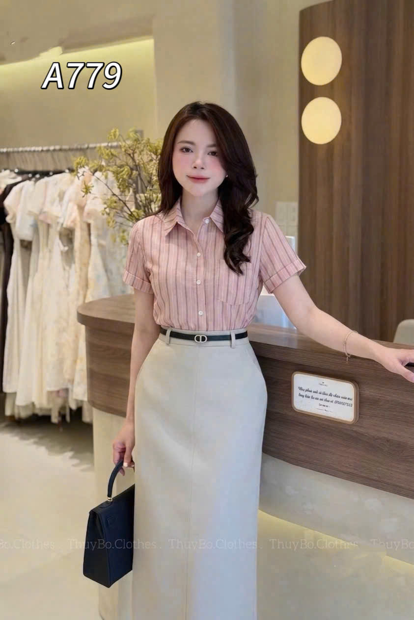 A779 Áo sơ mi kẻ túi ngực