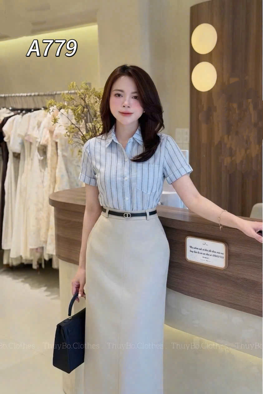 A779 Áo sơ mi kẻ túi ngực