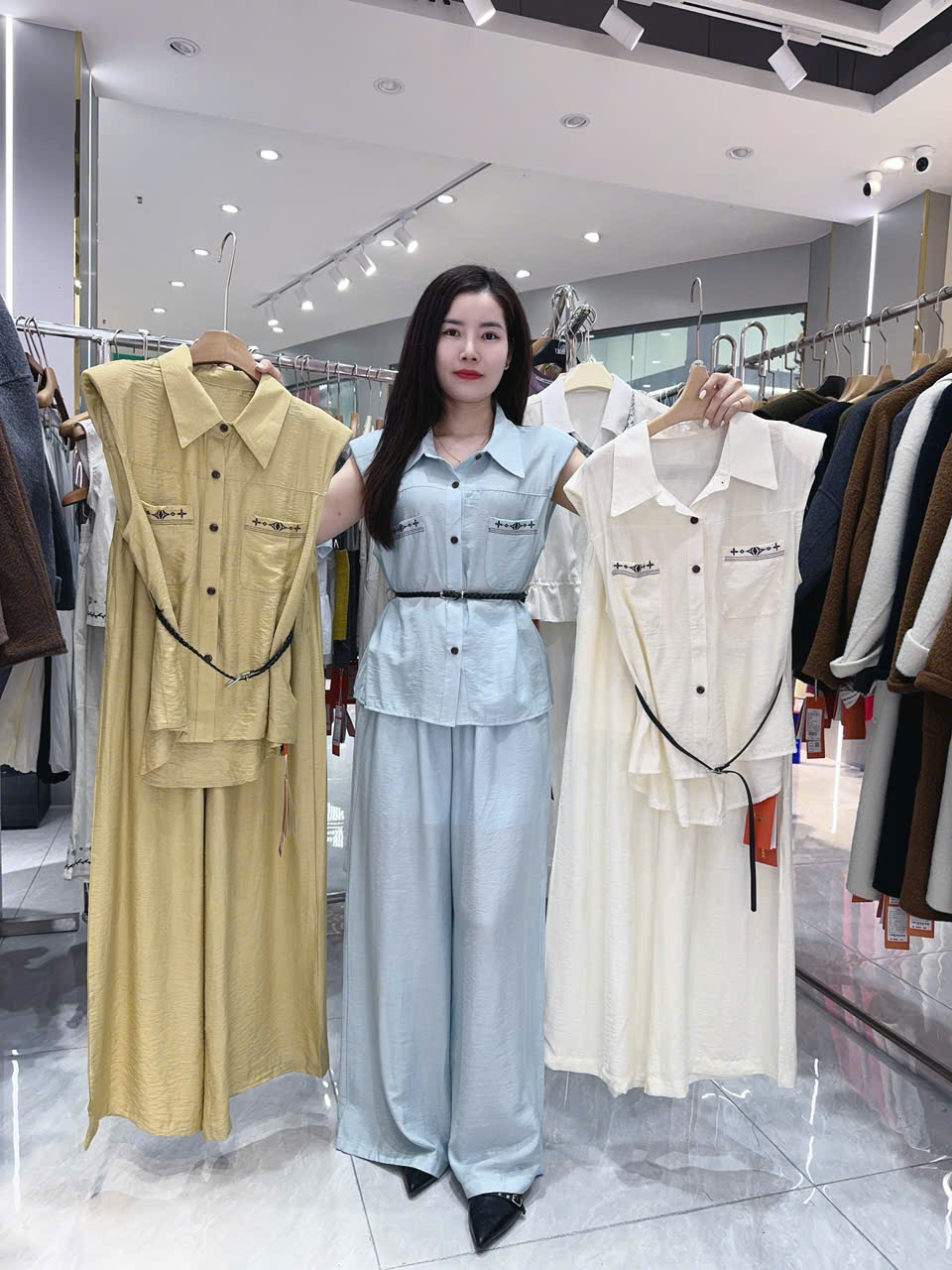 A803 set túi ngực đai đen
