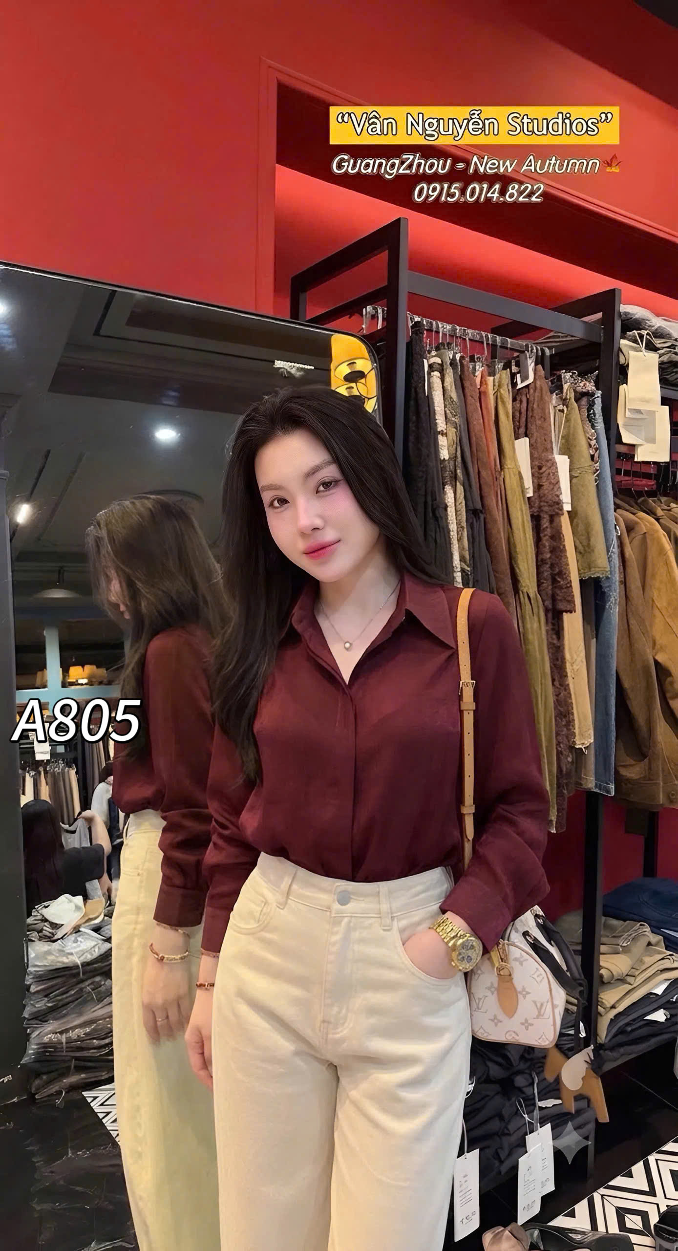 A805 Áo tơ hàn kèm charm pha lê