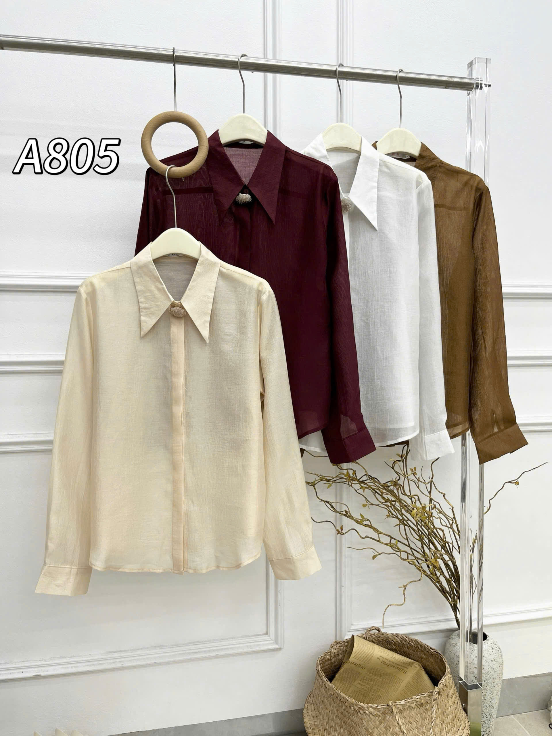 A805 Áo tơ hàn kèm charm pha lê