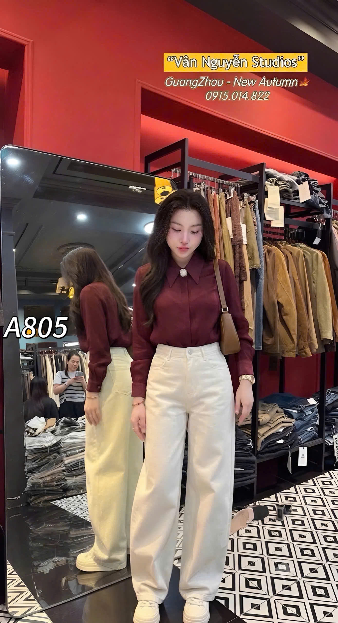A805 Áo tơ hàn kèm charm pha lê