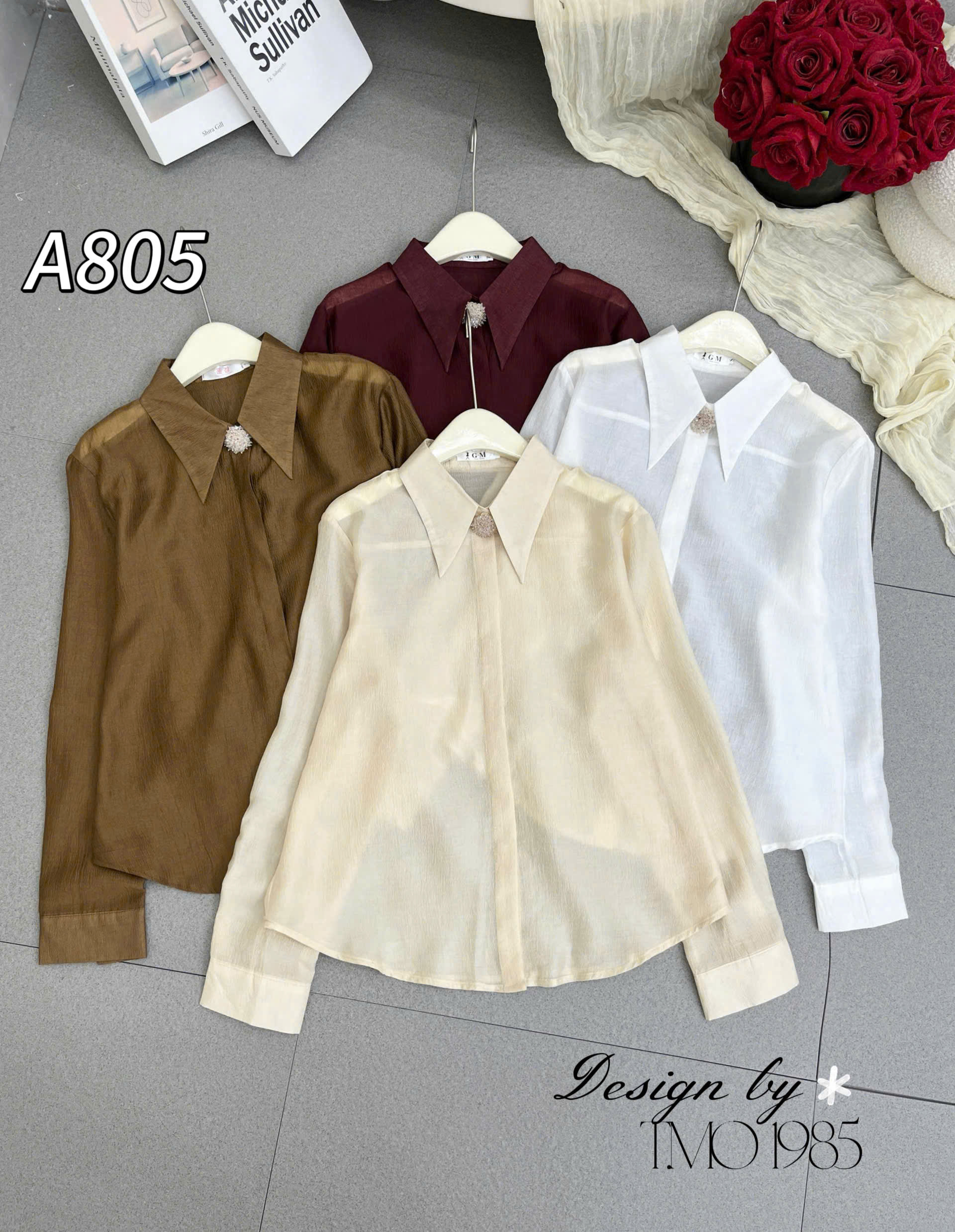 A805 Áo tơ hàn kèm charm pha lê