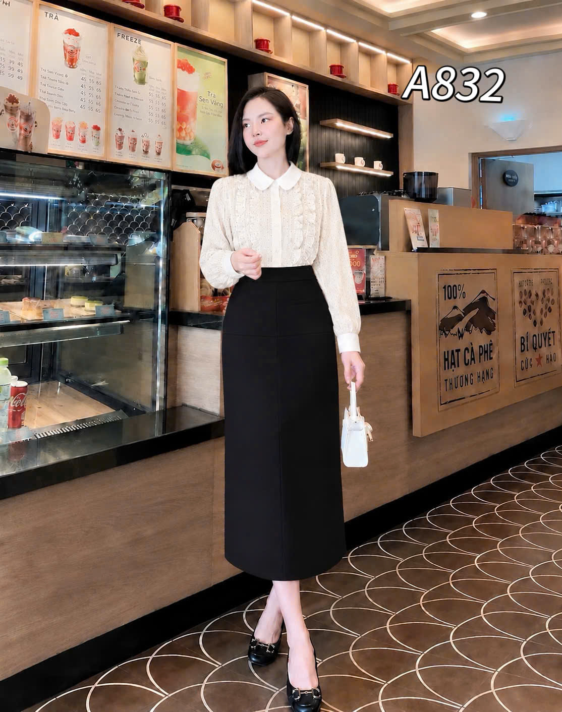 A832 Áo sơ mi dài tay cổ bèo
