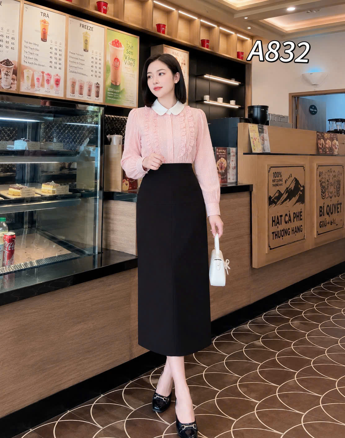 A832 Áo sơ mi dài tay cổ bèo