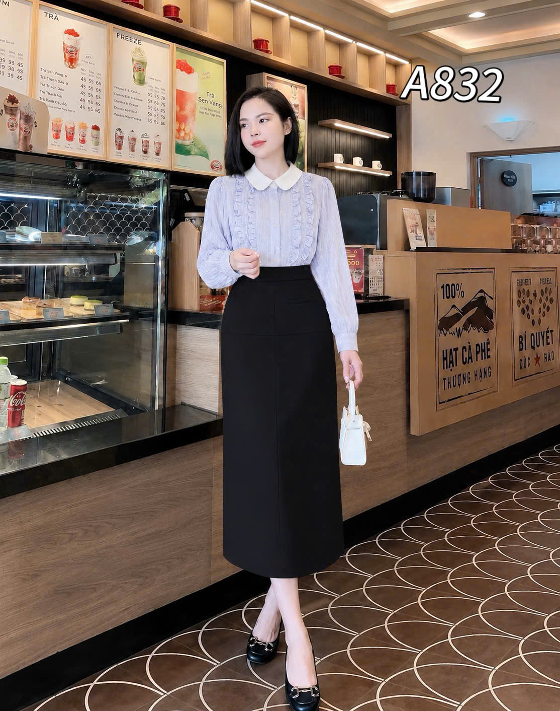 A832 Áo sơ mi dài tay cổ bèo
