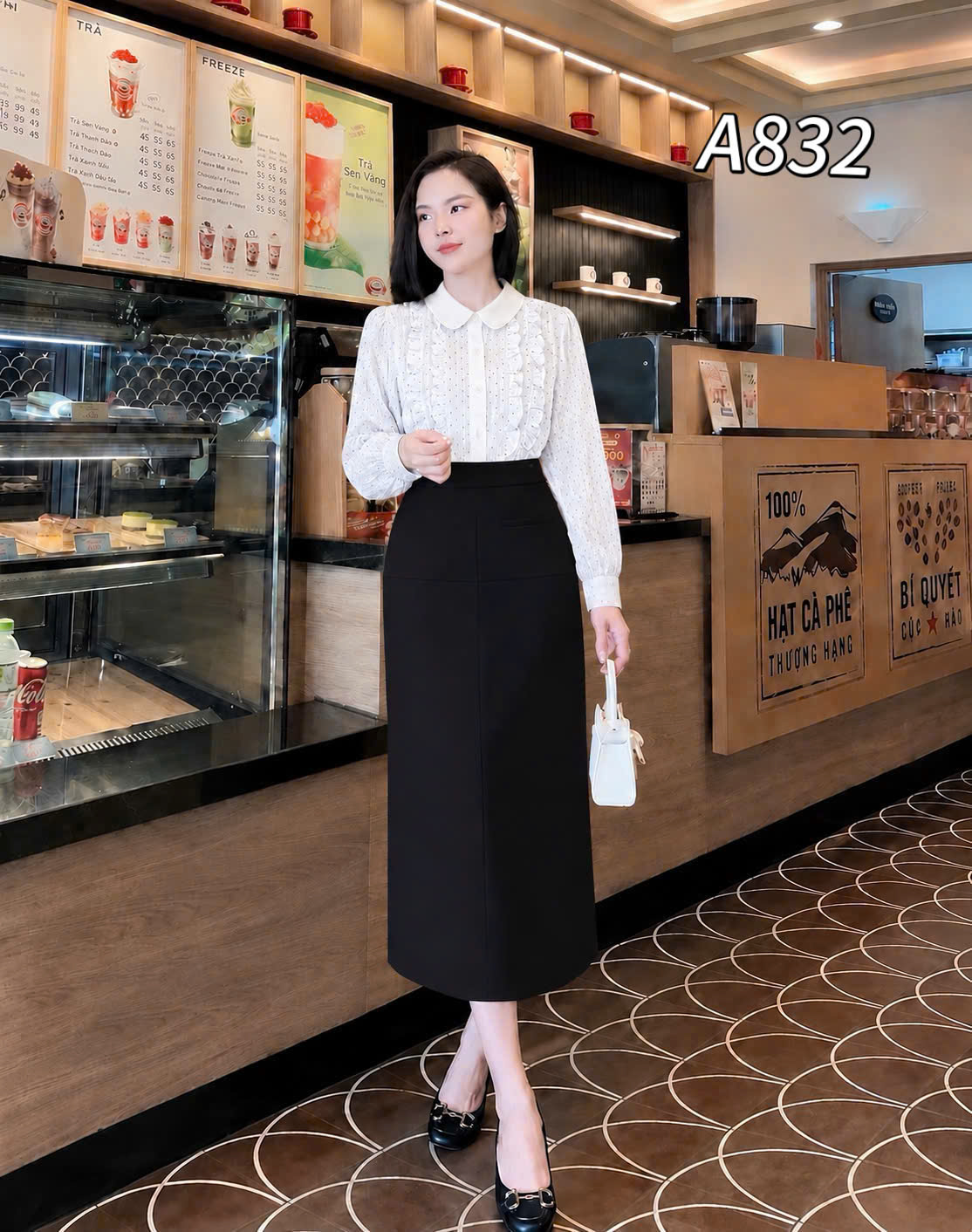 A832 Áo sơ mi dài tay cổ bèo