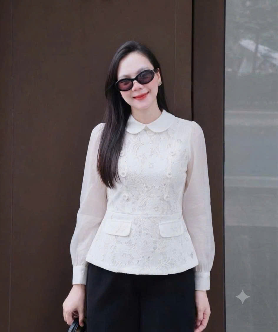 A845 Áo ren dài tay cổ sen