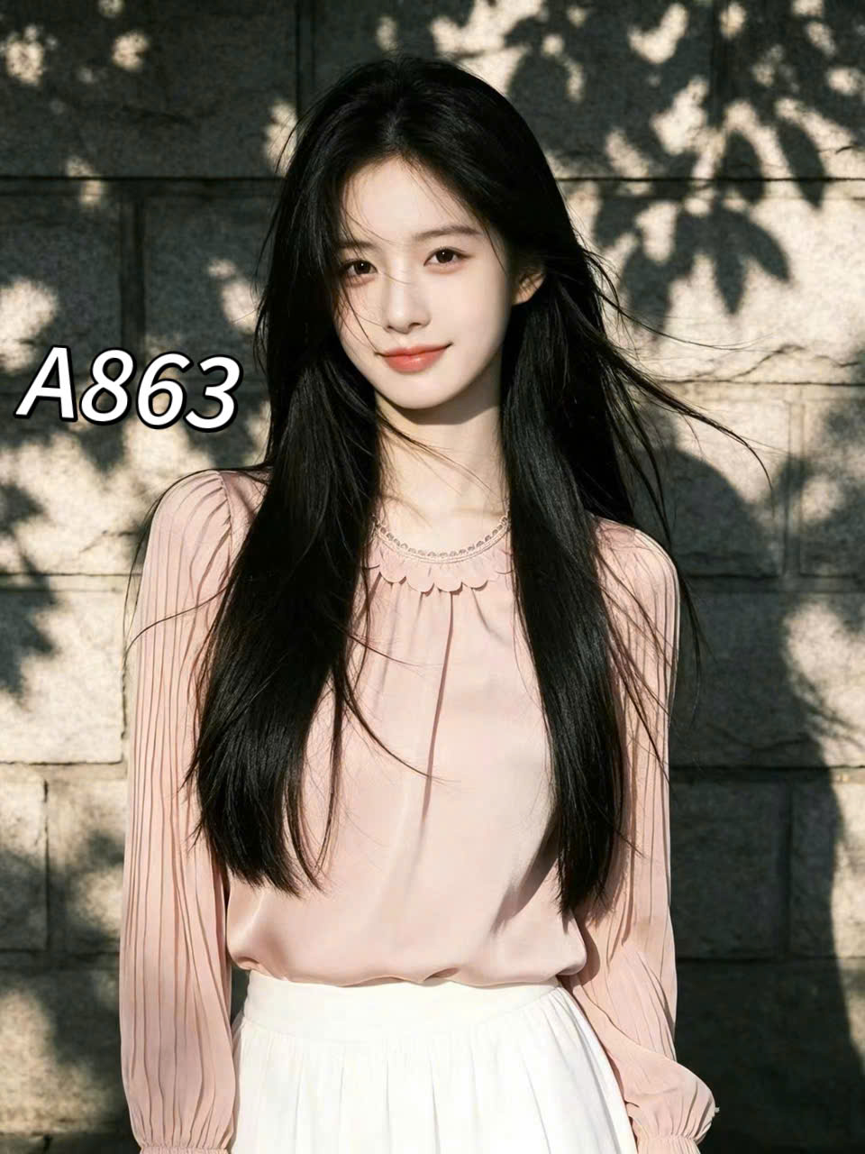 A863 Áo sơ mi QC tay xếp ly