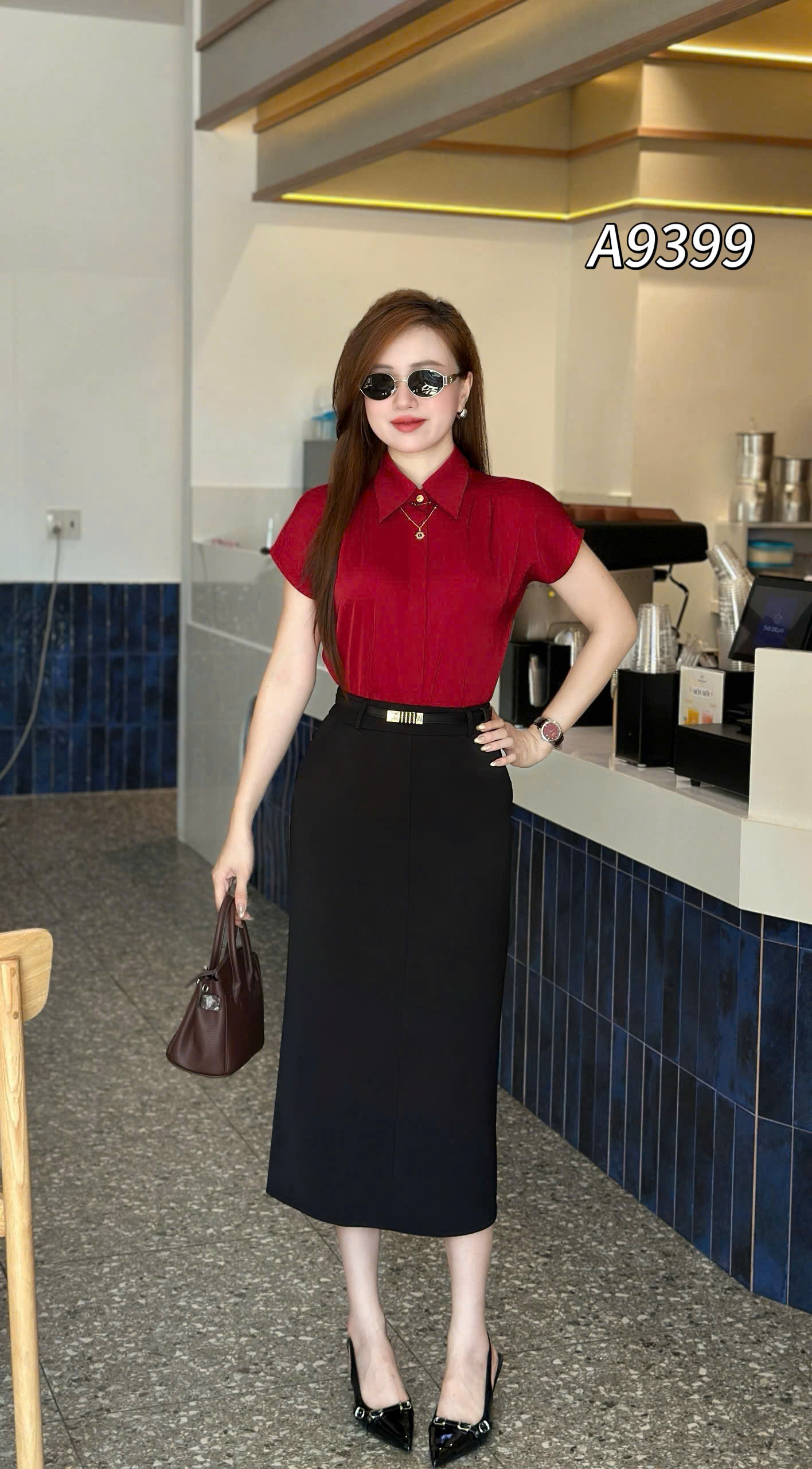 A9399 Áo sơ mi lụa dây cổ