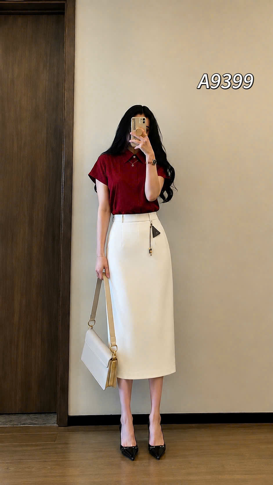 A9399 Áo sơ mi lụa dây cổ
