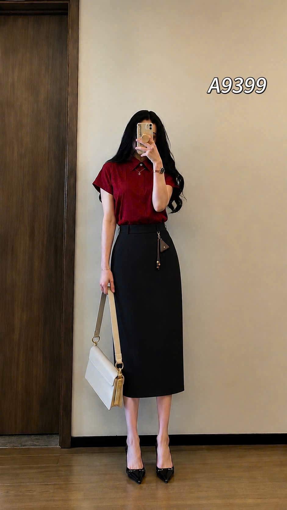 A9399 Áo sơ mi lụa dây cổ