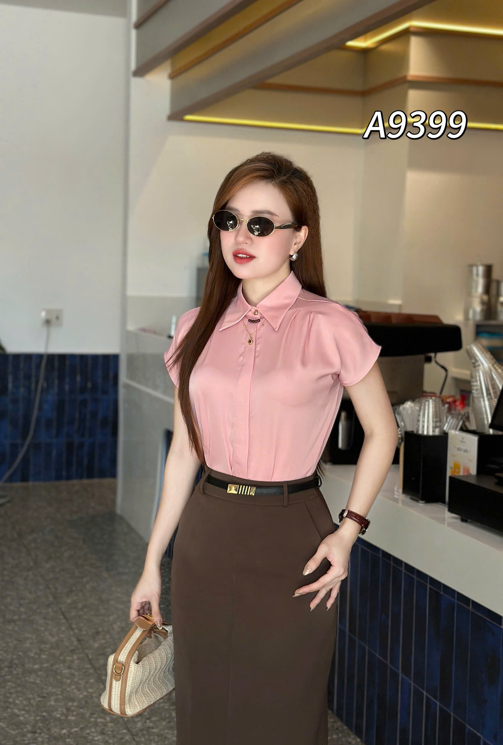 A9399 Áo sơ mi lụa dây cổ