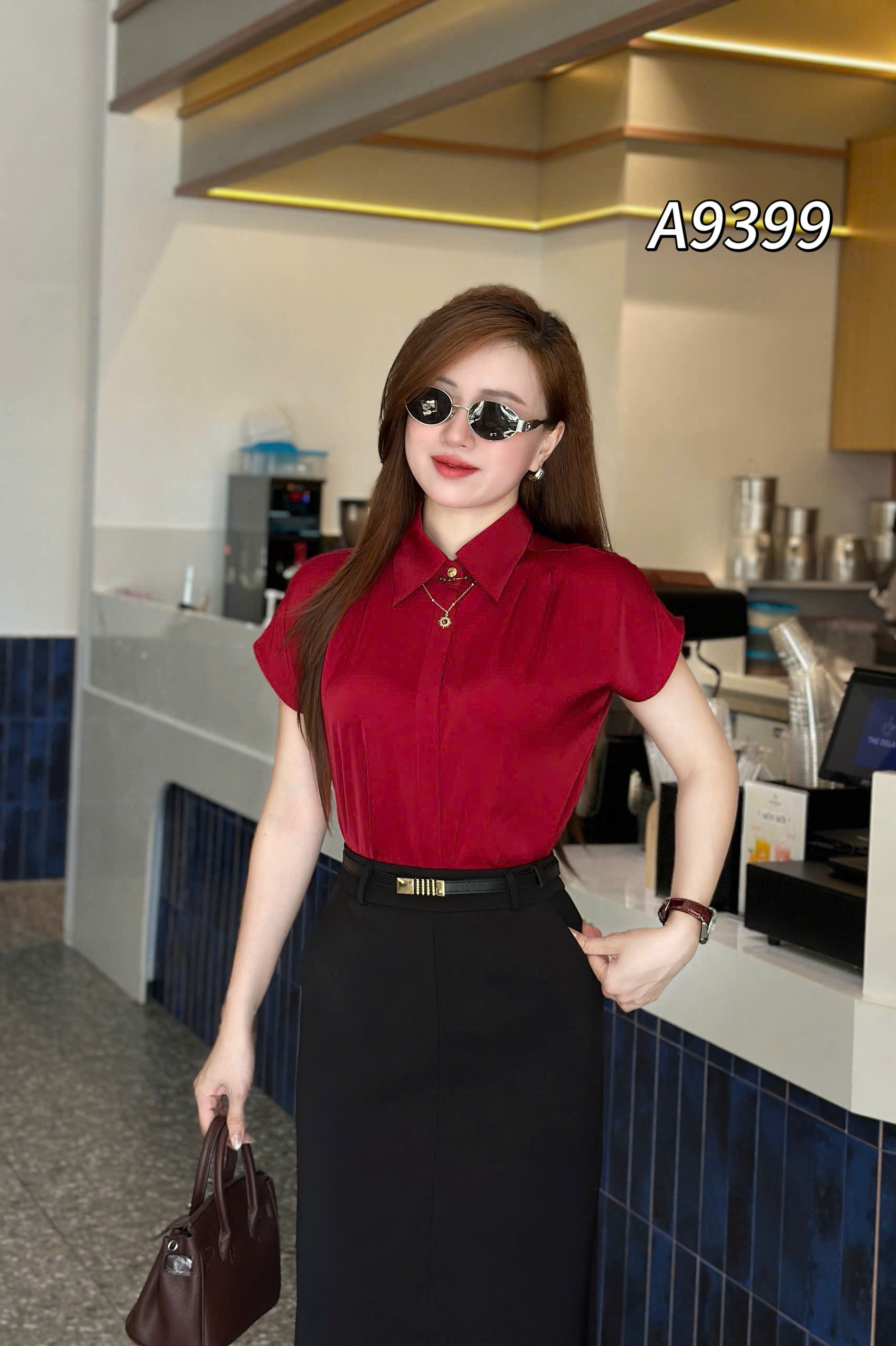 A9399 Áo sơ mi lụa dây cổ