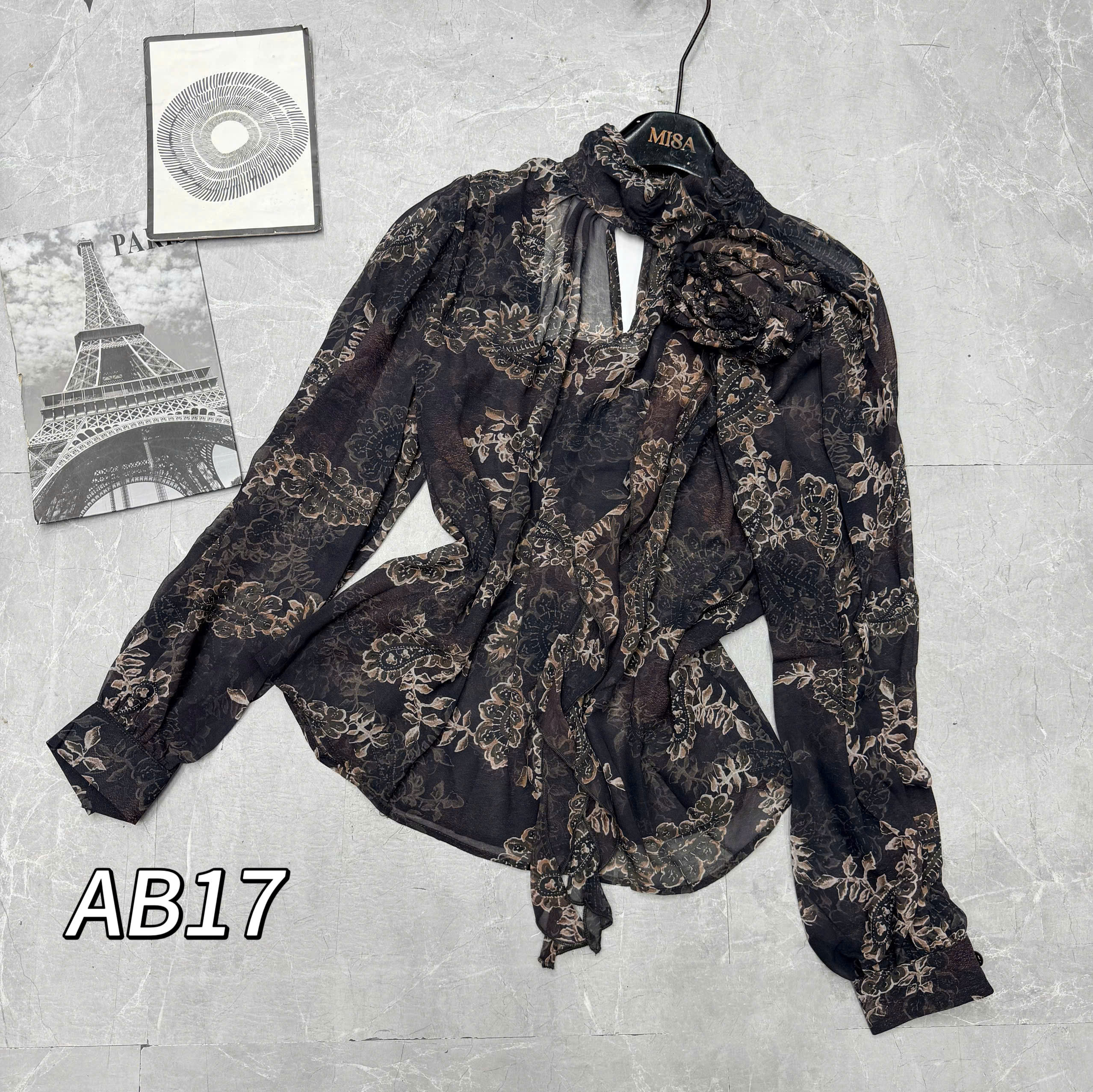 AB17 áo tơ dây hoa loang