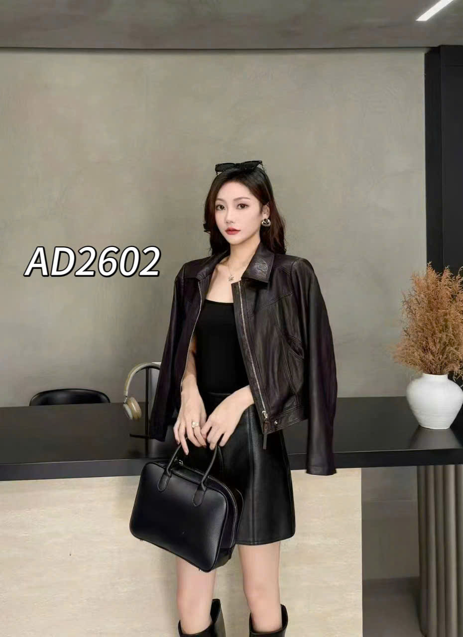AD2602 Áo khoác da cổ bẻ QC