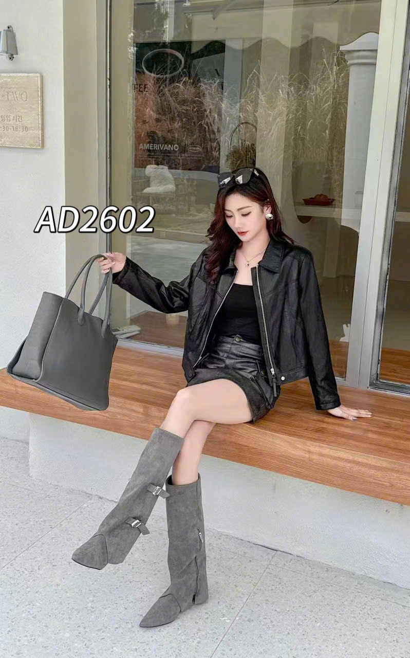 AD2602 Áo khoác da cổ bẻ QC