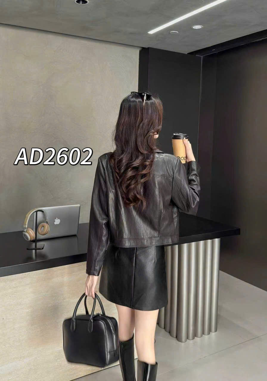 AD2602 Áo khoác da cổ bẻ QC