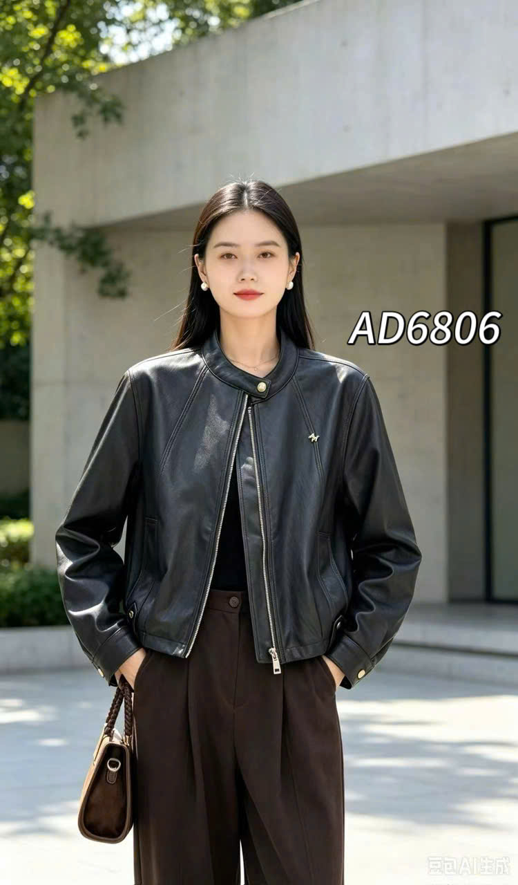 AD6806 Áo da cổ cúc bấm QC