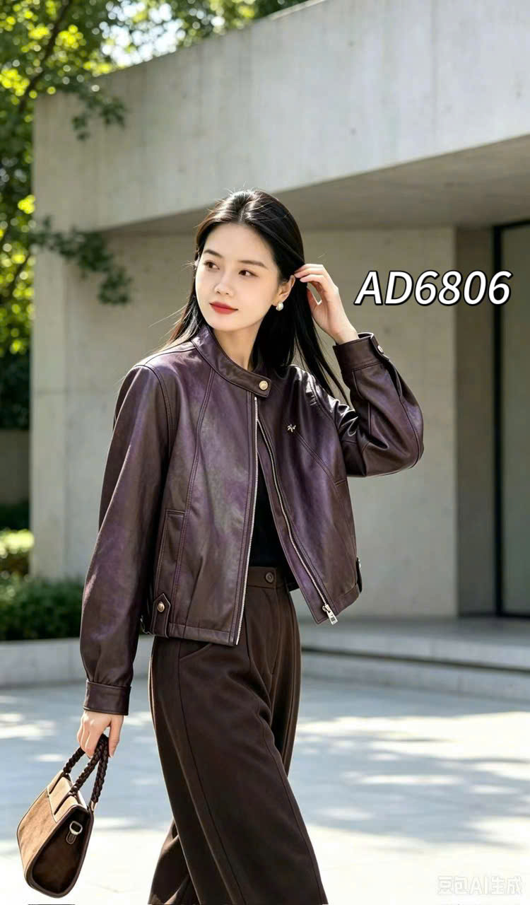 AD6806 Áo da cổ cúc bấm QC
