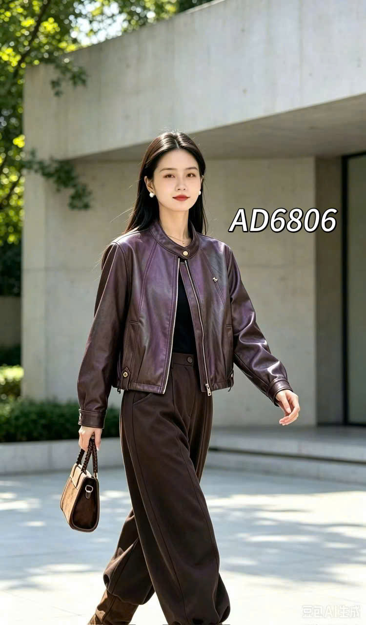 AD6806 Áo da cổ cúc bấm QC