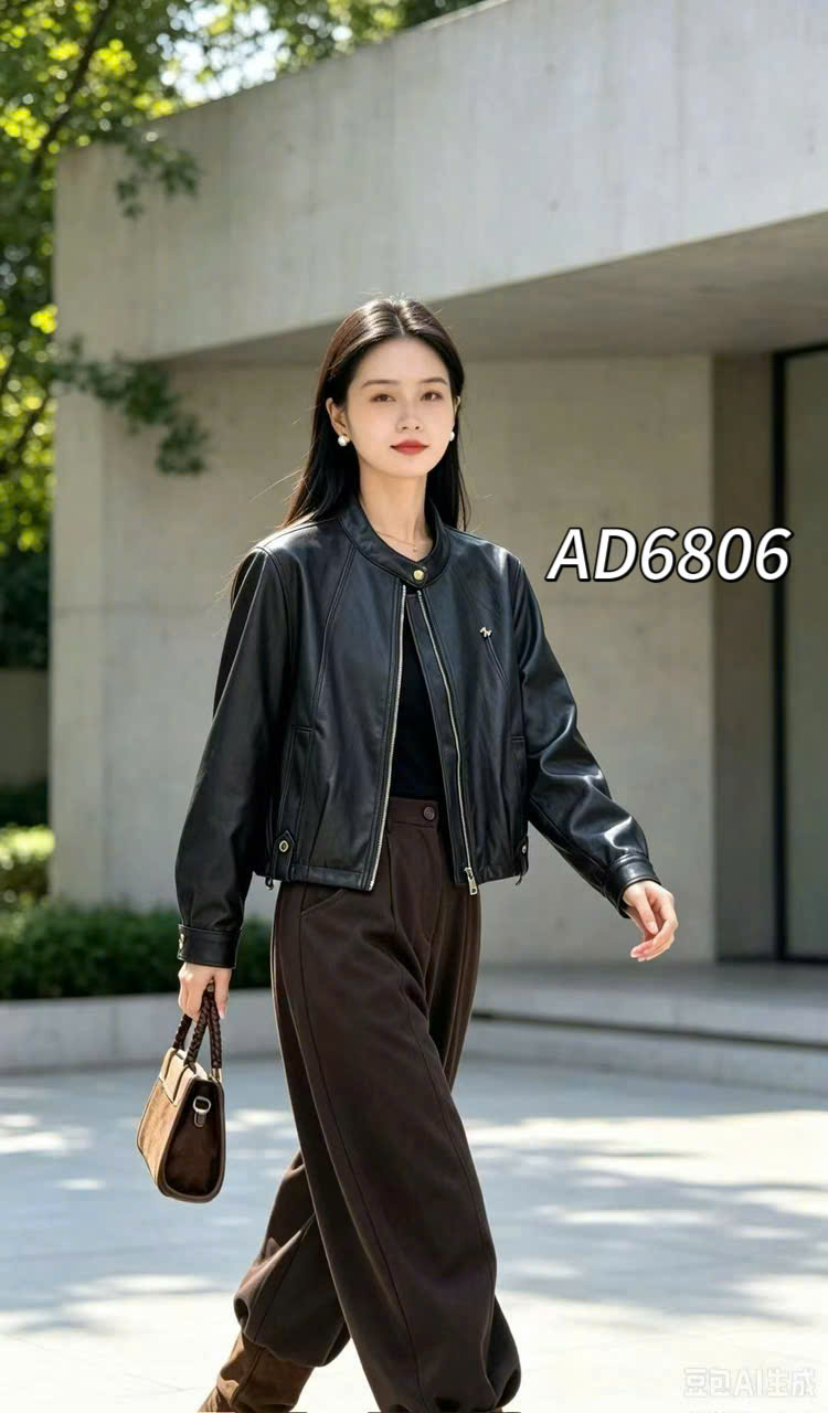 AD6806 Áo da cổ cúc bấm QC