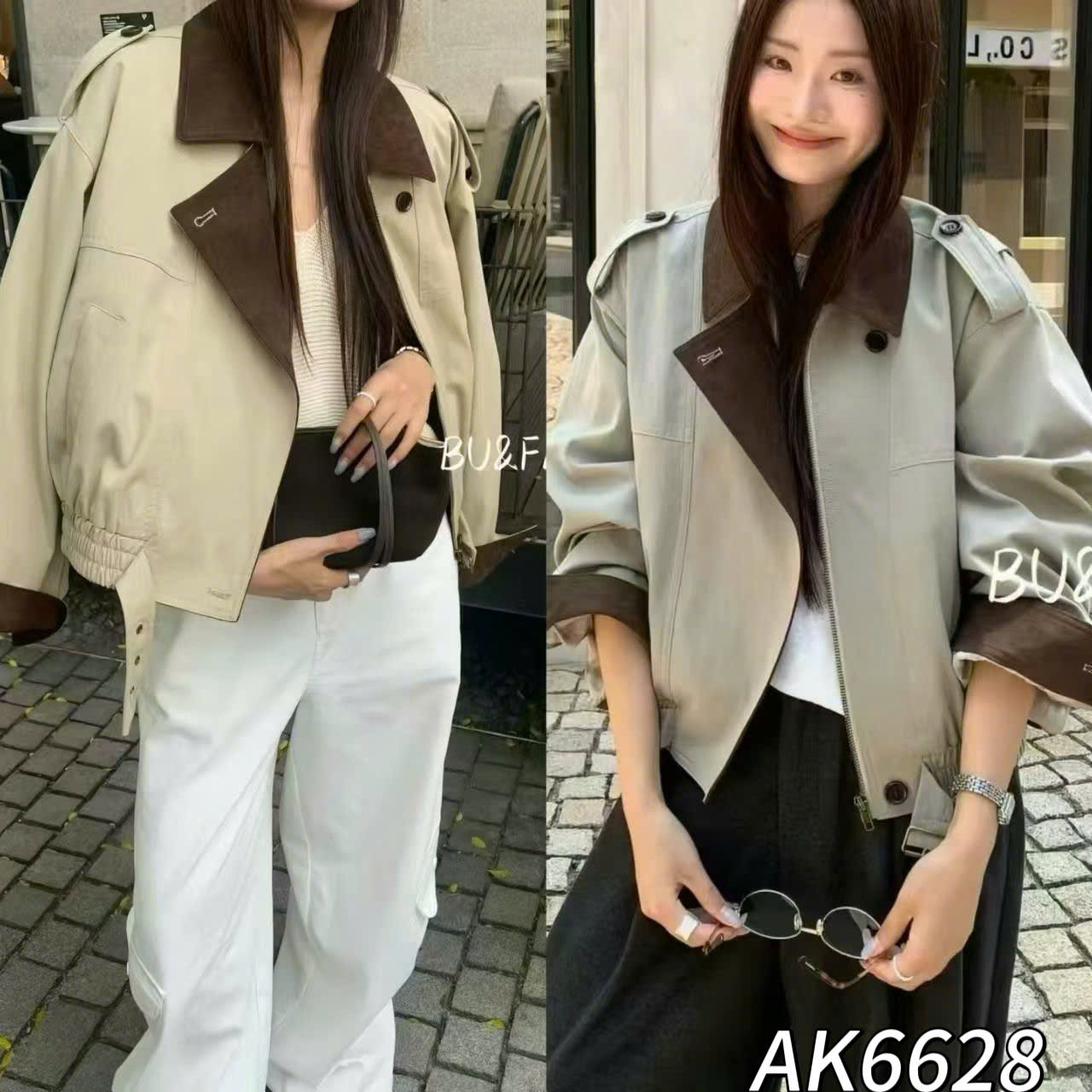 AK6628 Áo khoác cổ phối QC