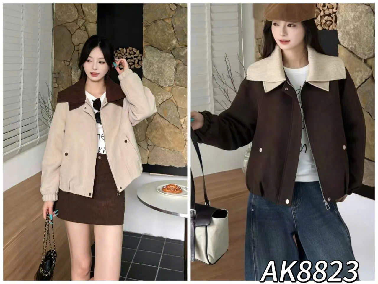 AK8823 Áo khoác cổ 2 tầng QC