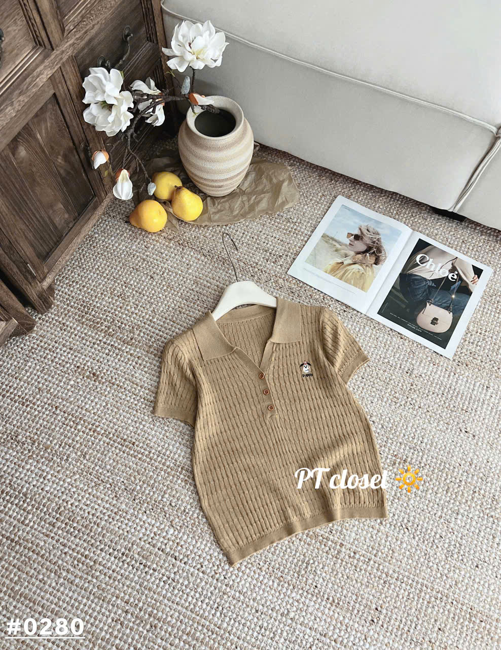 AL0208 Áo Len Cộc Tay Cổ 3 Cúc